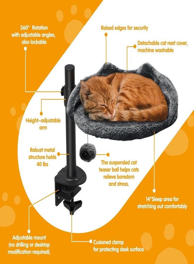 Sgreatiny Cat Desk Bed with Adjustable Steel Frame - Faux Fur Fabric Elevated Bed for Indoor - Multi-Functional Pet Cats Mount,Furniture,Perch,Shelf,Raised,Stand-Supports up to 40lbs - Image 5