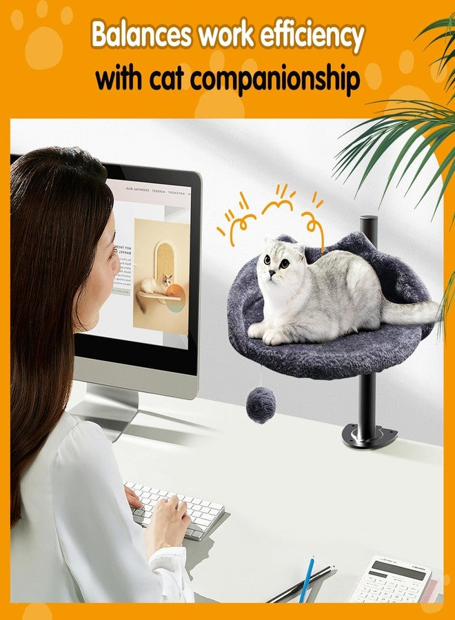 Sgreatiny Cat Desk Bed with Adjustable Steel Frame - Faux Fur Fabric Elevated Bed for Indoor - Multi-Functional Pet Cats Mount,Furniture,Perch,Shelf,Raised,Stand-Supports up to 40lbs - Image 2