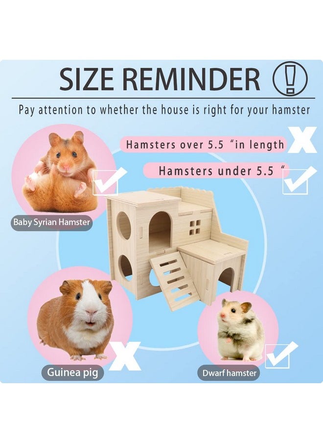 kcrygogo - Tiny Hamster Maze Wood House Fun Slide House Double-Decker Hut for Dwarf Gerbil Mouse Mice Rat Small Animals(Only for Small Hamster) - Image 1