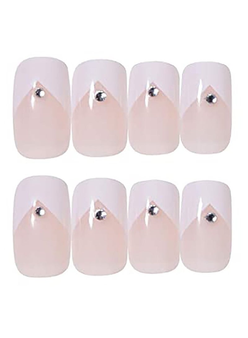 KASTWAVE Glossy Luxurious Crystal False Nails Prom Nails Full Cover Nails for Women and Girls 24PCS/ Set - Image 1