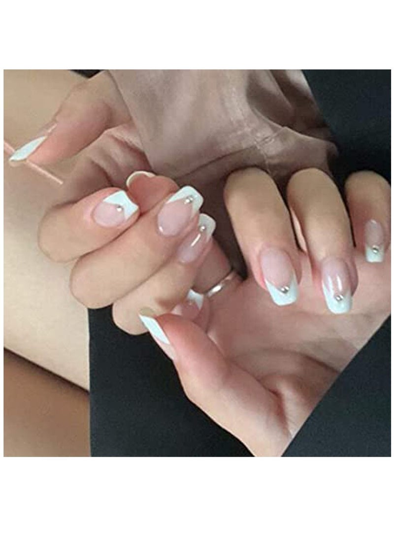 KASTWAVE Glossy Luxurious Crystal False Nails Prom Nails Full Cover Nails for Women and Girls 24PCS/ Set - Image 3