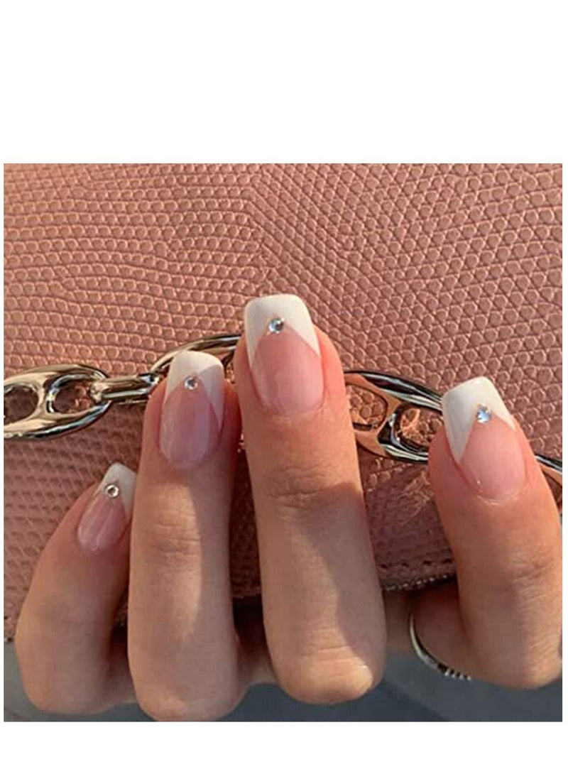 KASTWAVE Glossy Luxurious Crystal False Nails Prom Nails Full Cover Nails for Women and Girls 24PCS/ Set - Image 2