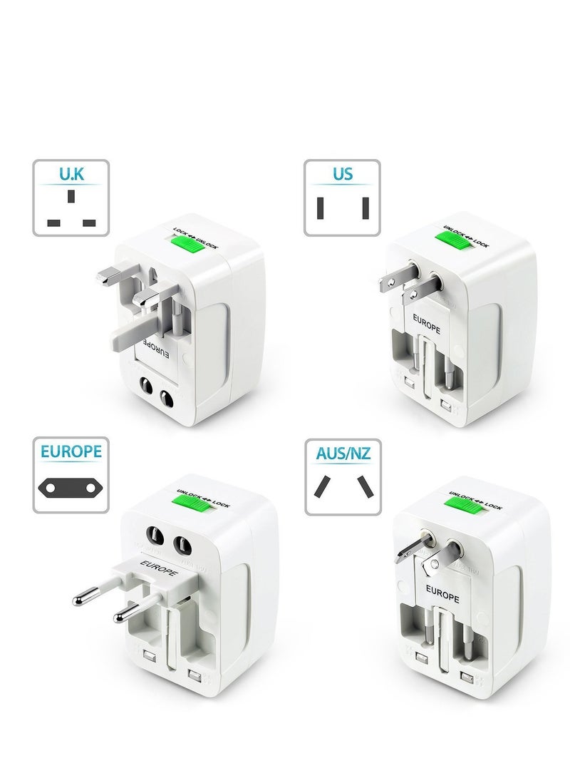 Universal Travel Adapter – All-in-One Worldwide Charger with USB Ports (White)  - Image 3
