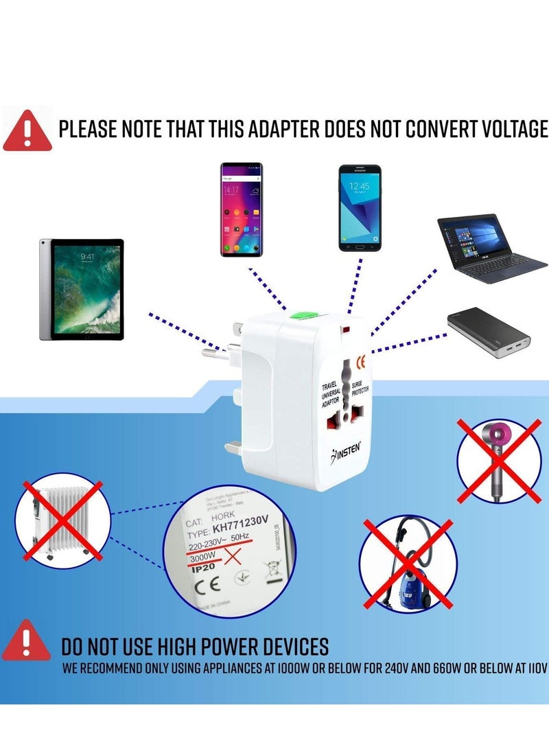 Universal Travel Adapter – All-in-One Worldwide Charger with USB Ports (White)  - Image 4