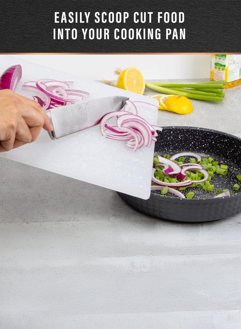 توشيونيكس لوح تقطيع أكريليك فاخر 45.5 × 30 × 2 سم، لوح تقطيع صحي مقاوم للخدوش والبقع بمقبض من الفولاذ المقاوم للصدأ، لوح تحضير متعدد الأغراض للمطبخ آمن للغسل في غسالة الأطباق، أبيض كبير T114573 - Image 2