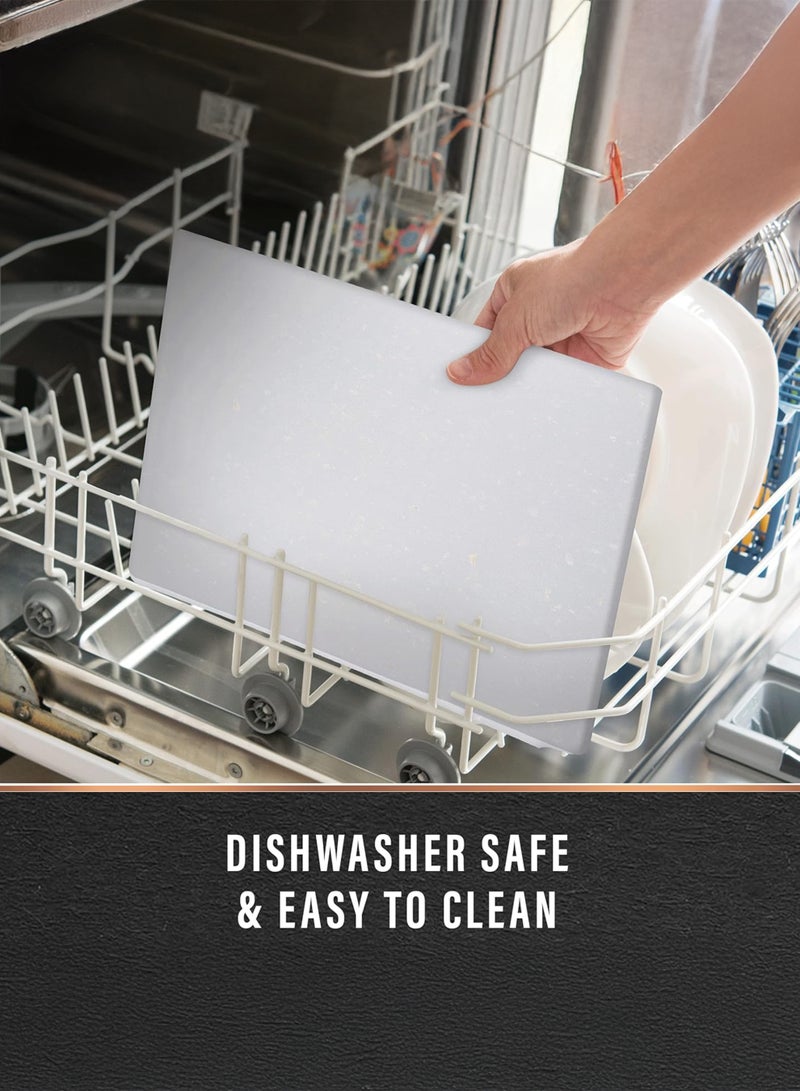 توشيونيكس لوح تقطيع أكريليك فاخر 45.5 × 30 × 2 سم، لوح تقطيع صحي مقاوم للخدوش والبقع بمقبض من الفولاذ المقاوم للصدأ، لوح تحضير متعدد الأغراض للمطبخ آمن للغسل في غسالة الأطباق، أبيض كبير T114573 - Image 4