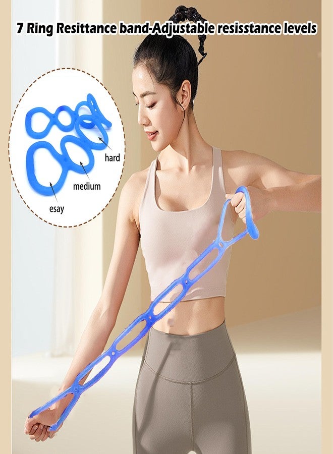 VKSG 7 Ring Adjustable Loop Resistance Bands for Working Out Walk at Home，Workout Bands Exercise Stretch Band for Women&Men Fitness, Yoga, Pilates-Non-Slip, Durable Rubber, Home/Gym Use(Blue) - Image 4