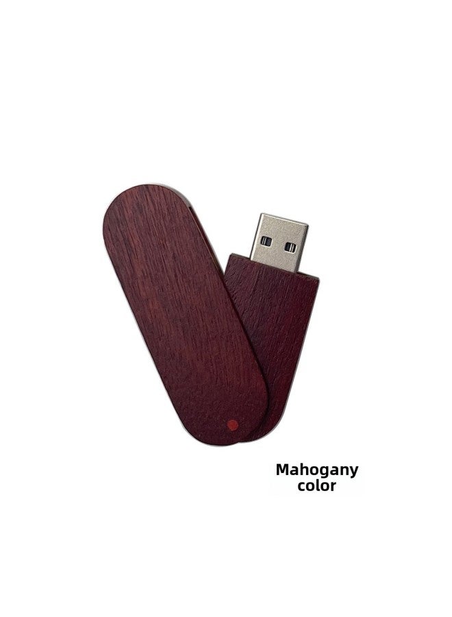 Bamboo Wood U Disk 16g32g Rotating Bamboo Wood U Disk Laser Carved LOGO Ebony Maple Walnut Material-Color:Rosewood USB Flash Disk-Capacity:USB3.0 64GB - Image 1