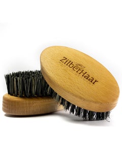 ZilberHaar ZilberHaar - Elemental Beard Brush for Men and Mustache Brush - Stiff Natural Bristles and Beech wood - 100% Animal free - Made in Germany - 3 inches long  - Image 4