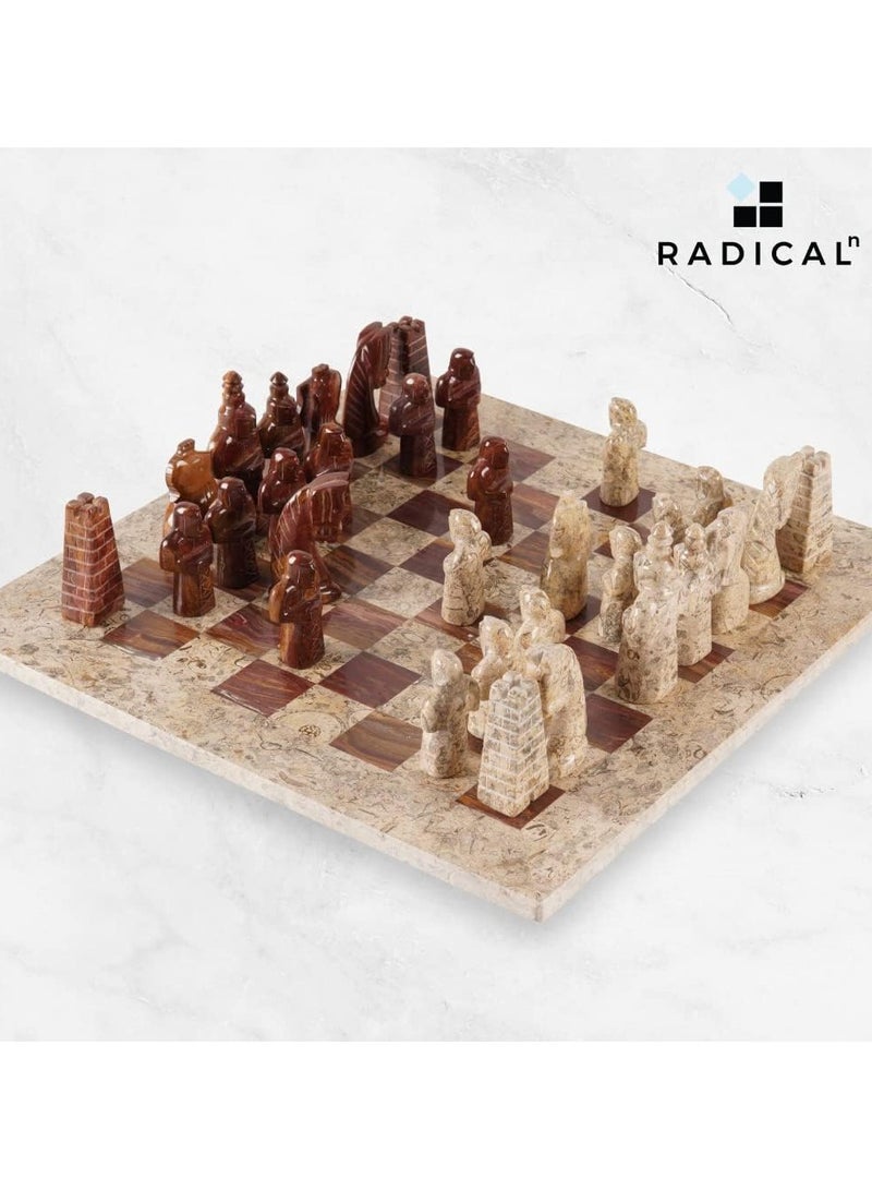 RADICALn Marble Antique Chess Set 15 Inches Light Brown and Dark Brown Handmade Chess Sets for Adults -1 Chess Board & 32 Chess Pieces - Board Chess Game 2 Player - Image 2