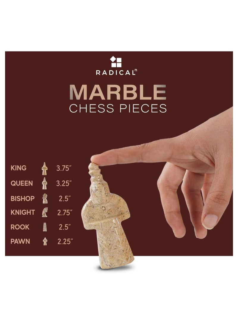 RADICALn Marble Antique Chess Set 15 Inches Light Brown and Dark Brown Handmade Chess Sets for Adults -1 Chess Board & 32 Chess Pieces - Board Chess Game 2 Player - Image 5