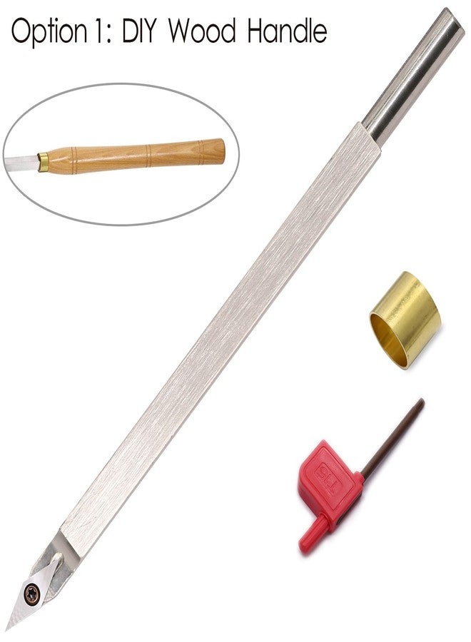 Asieg Tool 10 Inches Woodturning Tool Carbide Tipped Lathe Chisel Sharp Detailer Tool bar Blades Gouge Skew Spear 35° With Diamond Carbide Insert and Copper Hoop for Wood Hobbyist or DIY,Handle not Include - Image 3