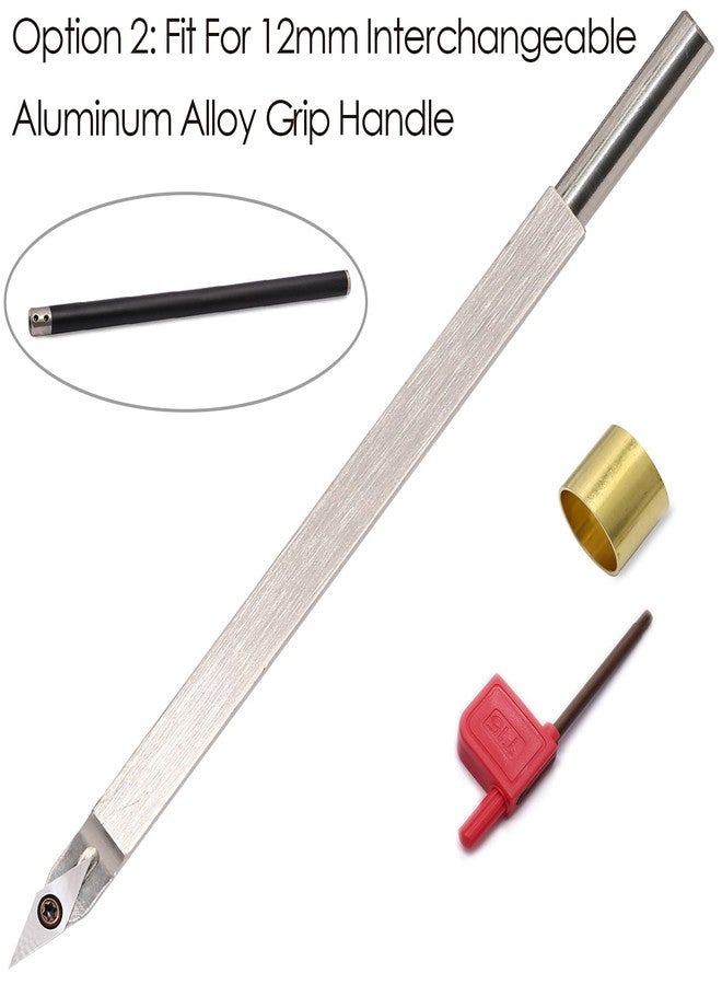 Asieg Tool 10 Inches Woodturning Tool Carbide Tipped Lathe Chisel Sharp Detailer Tool bar Blades Gouge Skew Spear 35° With Diamond Carbide Insert and Copper Hoop for Wood Hobbyist or DIY,Handle not Include - Image 4