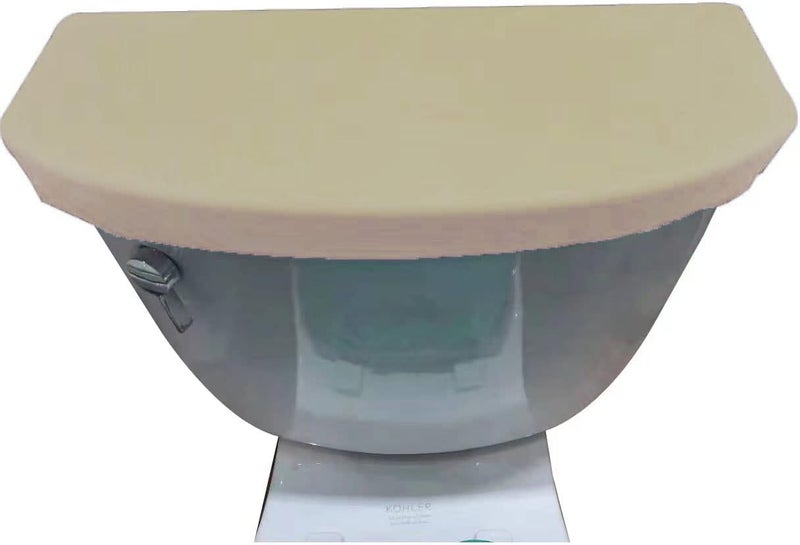 Madeals Velvet Toilet Tank Lid Cover Fabric Cover for A Lid Toilet Tank Beige - Image 2
