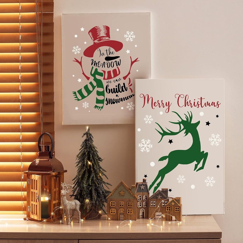 Woanger 19 Pcs Christmas Stencils Reusable Plastic Xmas Holiday Stencils Template Craft for Art Drawing Painting Spraying Window Glass Door Car Body Wood Journaling Scrapbook Farmhouse Winter Xmas DIY Decor - Image 4
