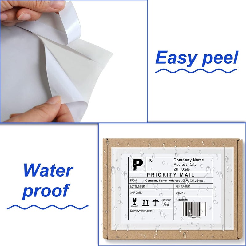 MFLABEL أكياس شحن ذات طباعة واضحة من الأعلى - أكياس لاصقة مقاومة للتمزق (7.5"x5.5") تحمل إيصالات التعبئة والمستندات - عبوة 100 قطعة - Image 4