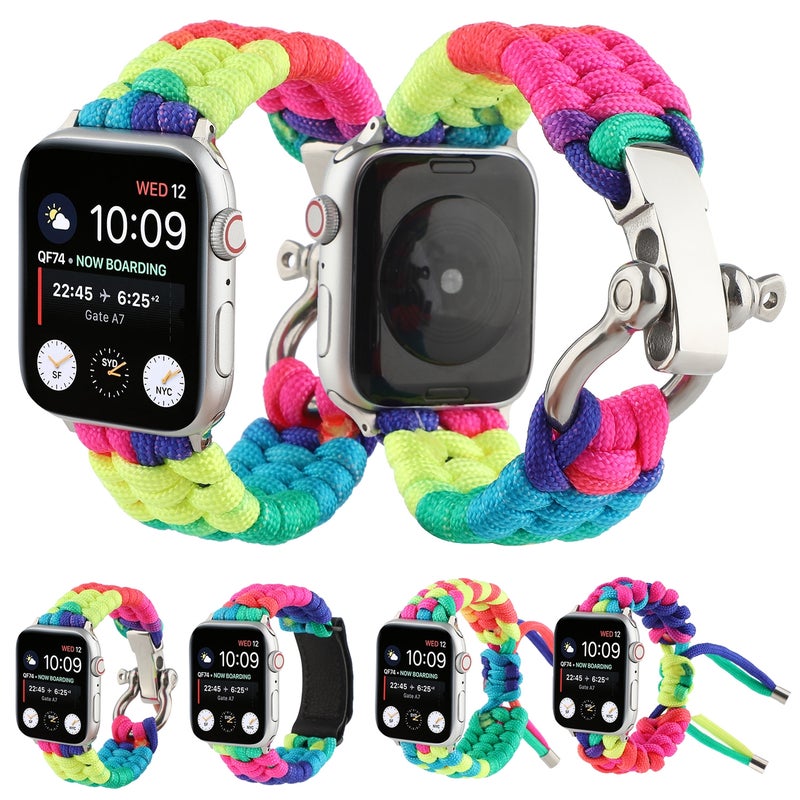 Umbrella Cord Rainbow Watch Band For Apple Watch Ultra 49mm&Watch Ultra 2 49mm / Series 9&8&7 45mm / SE 3&SE 2&6&SE&5&4 44mm / 3&2&1 42mm(D)