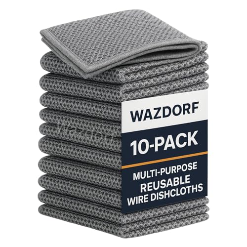Wazdorf Non-Scratch Dish Wash Cloth, Steel Wire Dish Cloth, Wire Dishwashing Rags Stainless Steel Scrubber Non-Scratch Wire Dishcloth for Washing Dishes Sinks Counters (10 Pcs) - Image 1