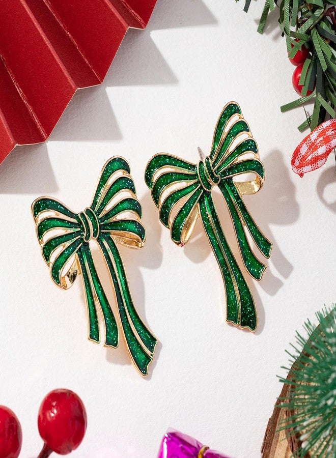 Lookray St. Patrick's Day Bow Earrings Glitter Green Bow Earrings for Women Irish Accessories Good Luck Earring Christmas Saint Patricks Day Jewelry Gifts Accessories Style2 - Image 4