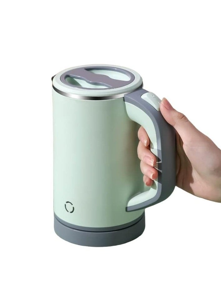 XVersion 0.8L Portable Electric Kettle 600W Fast Boil, Stainless Steel, Auto Shut-Off, Travel & Office Use – Green  - Image 1