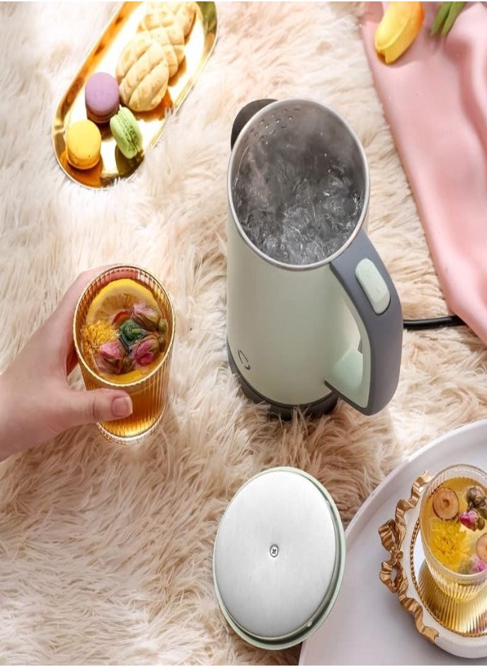 XVersion 0.8L Portable Electric Kettle 600W Fast Boil, Stainless Steel, Auto Shut-Off, Travel & Office Use – Green  - Image 2