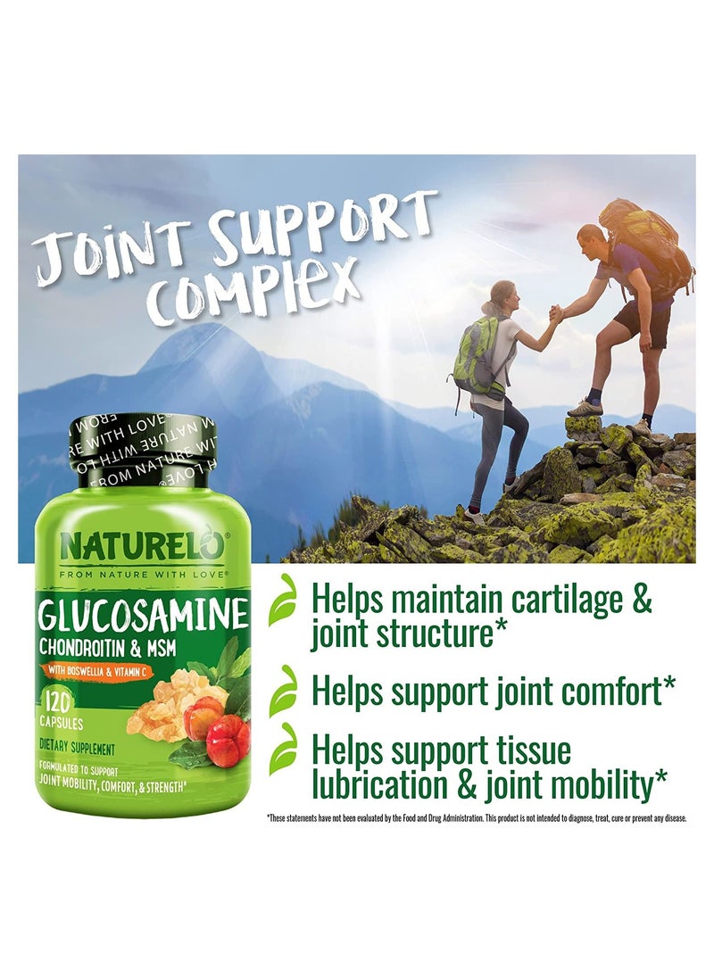 NATURELO Glucosamine Chondroitin And MSM With Boswellia And Vitamin C,Formolated to Support Jount Health,Comfort & Strength- 120 Capsules Dietary Supplement  - Image 5