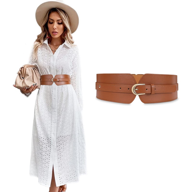 SUOSDEY Womens Wide Elastic Waist Belt for Dress Ladies Stretch Cinch Belt for Women - Image 1