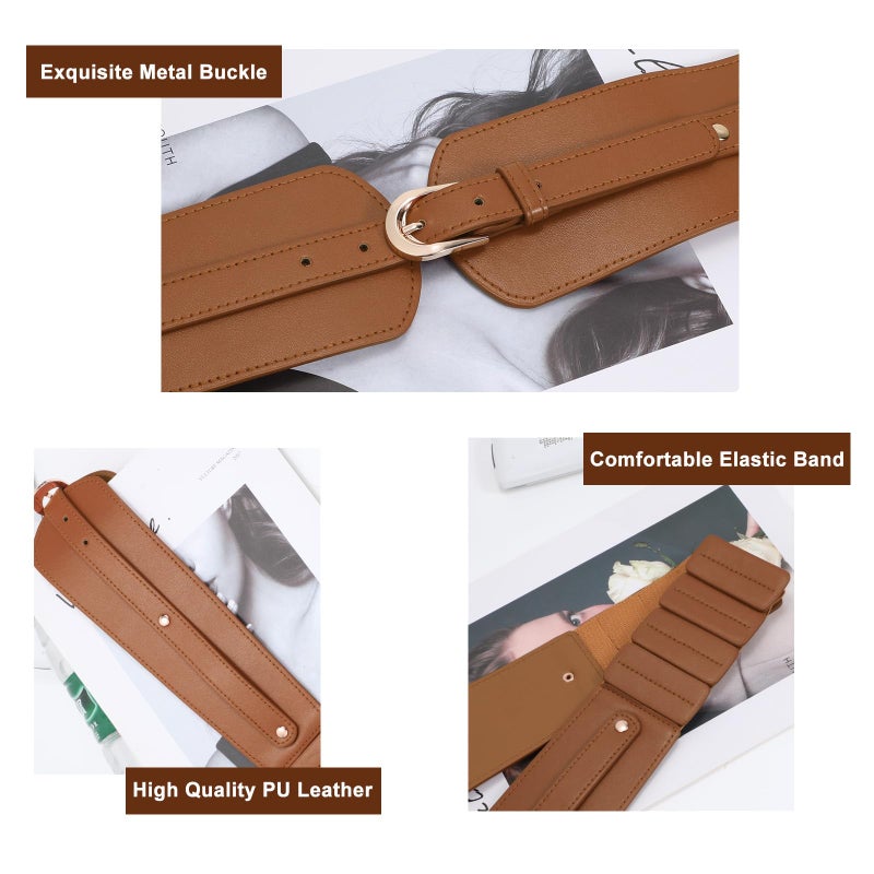 SUOSDEY Womens Wide Elastic Waist Belt for Dress Ladies Stretch Cinch Belt for Women - Image 4