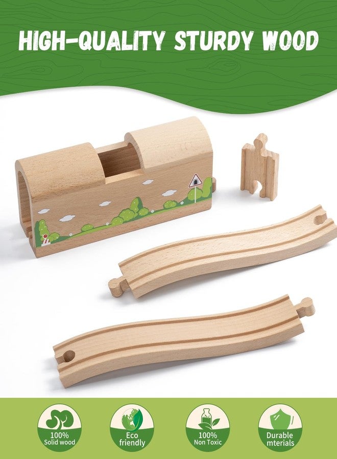 Payarma Wooden Train Track Bridge & Tunnel Set, Railway Expansion Kit with Ascending & Descending Ramp Tracks, Compatible with Major Wooden Train Systems, for Kids Creative Play and Learning - Image 3