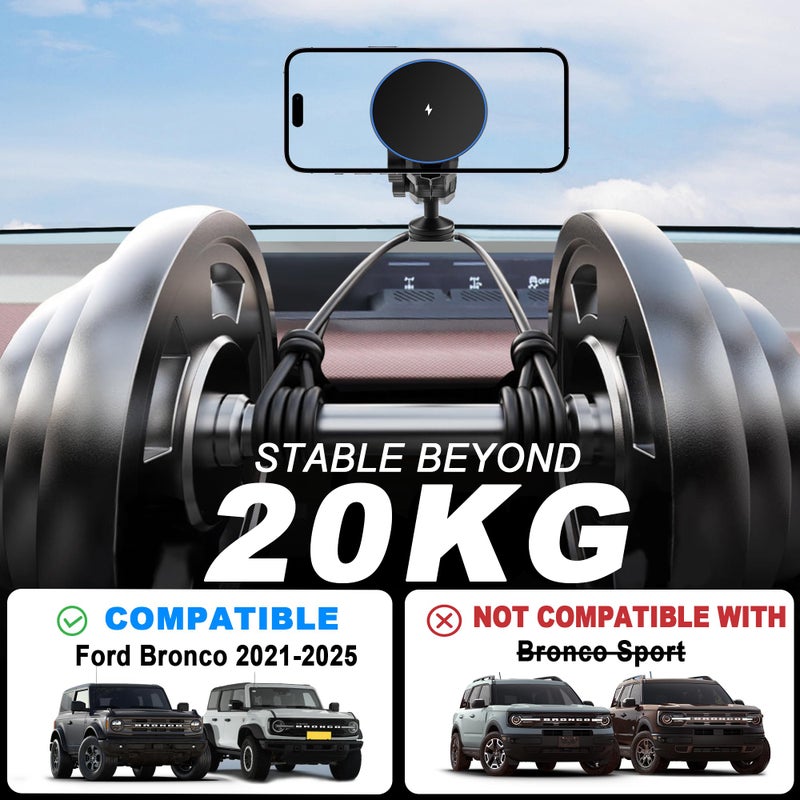 ZKJAYOE Phone Mount Holder for Ford Bronco 2021 2022 2023 2024 2025 2026 2/4 Door,Magnetic Wireless Charging,Magsafe Charger for Ford Bronco, for Ford Bronco Accessory with 5-Foot Cable (Not for Bronco Sport) - Image 5
