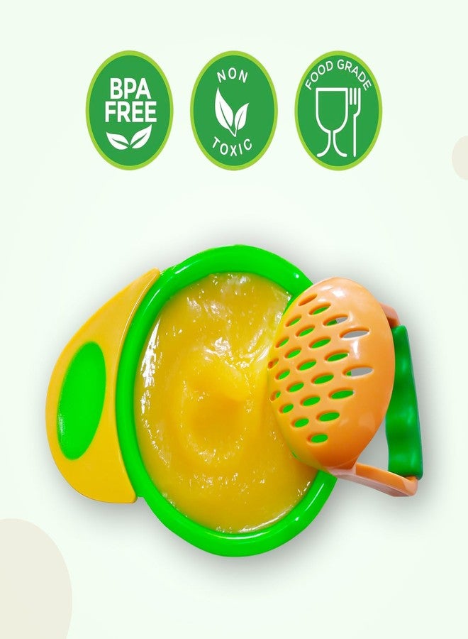 Zikku Baby Food Grinding and Feeding Bowl Set - Portable Masher & Serving Bowl for Baby Weaning (Green) - Image 3