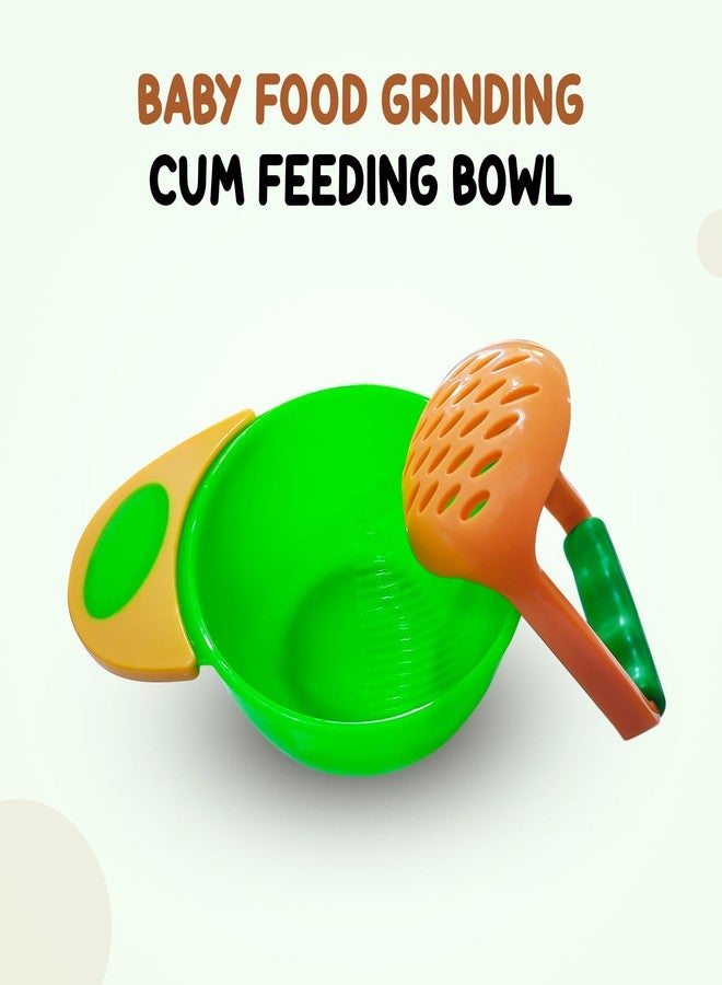 Zikku Baby Food Grinding and Feeding Bowl Set - Portable Masher & Serving Bowl for Baby Weaning (Green) - Image 2