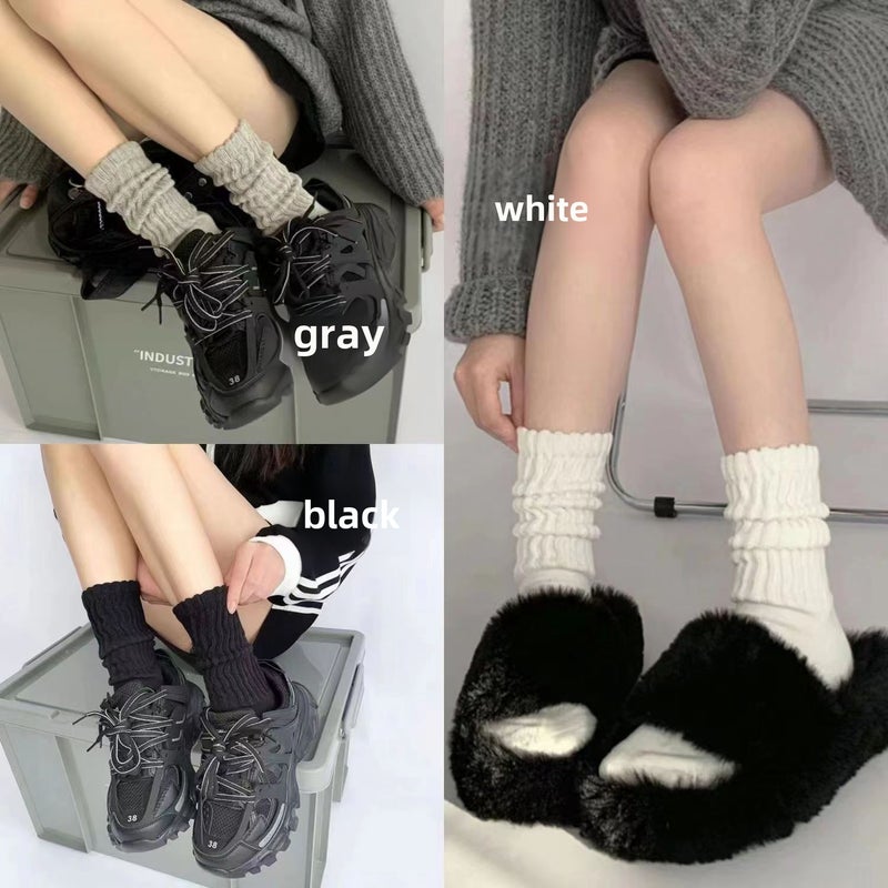 Autumn Winter Casual Leg Warmers Knit Socks080 pile socks color match 080 pile socks color match 