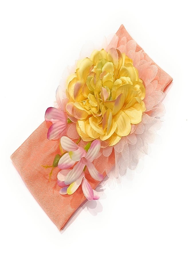 FAIRYTALE Flower Baby Headband Princess Elastic Floral Kids Baby Girl Headbands Children Hair Band Hair Accessories Kids Headwear. (Peach) - Image 1
