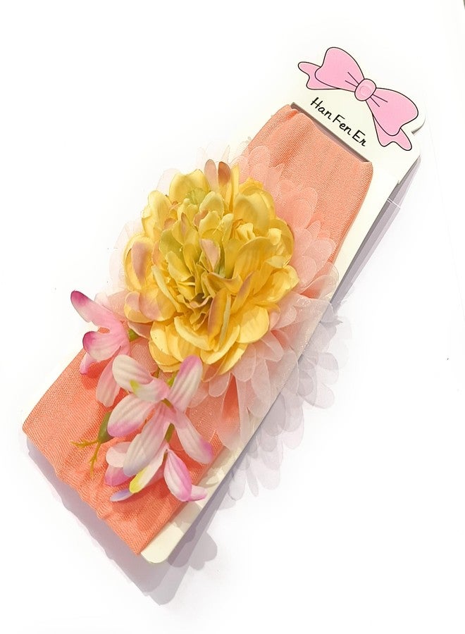 FAIRYTALE Flower Baby Headband Princess Elastic Floral Kids Baby Girl Headbands Children Hair Band Hair Accessories Kids Headwear. (Peach) - Image 4