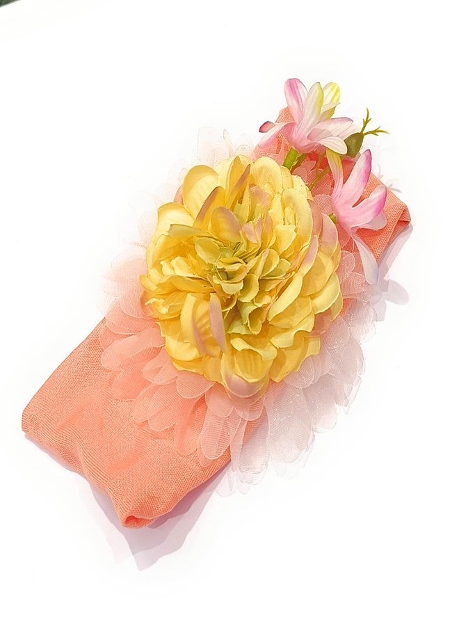 FAIRYTALE Flower Baby Headband Princess Elastic Floral Kids Baby Girl Headbands Children Hair Band Hair Accessories Kids Headwear. (Peach) - Image 2