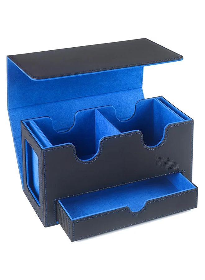 Black Gray Magnetic Closure Faux MTG Card Box with Deck Tray and Accessory Drawer - Image 2