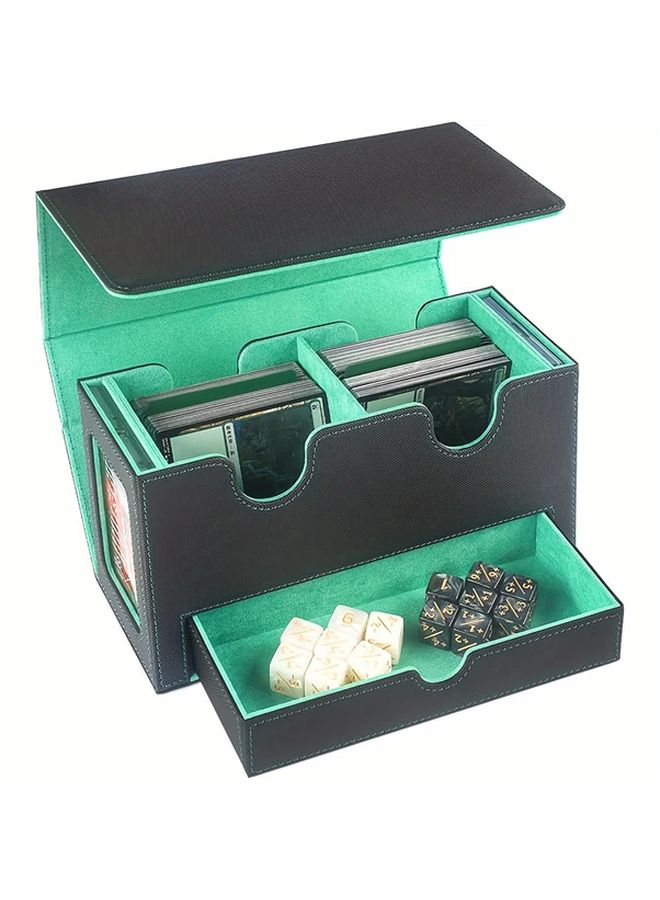 Black Gray Magnetic Closure Faux MTG Card Box with Deck Tray and Accessory Drawer - Image 5