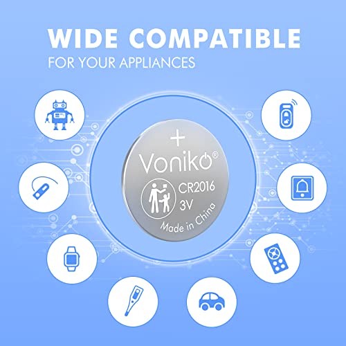 Voniko CR2016 3V Lithium Batteries 10 Pack for Child Safety, Compatible with Remotes, Key Fobs, Glucose Monitors - 7 Years Shelf Life - Image 5