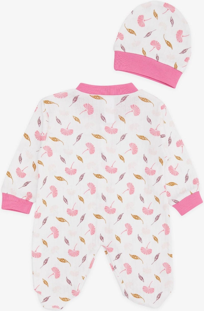 Breeze Baby Girl Booties Jumpsuit Floral Patterned 0-3 Months-6 Months, Ecru  - Image 1