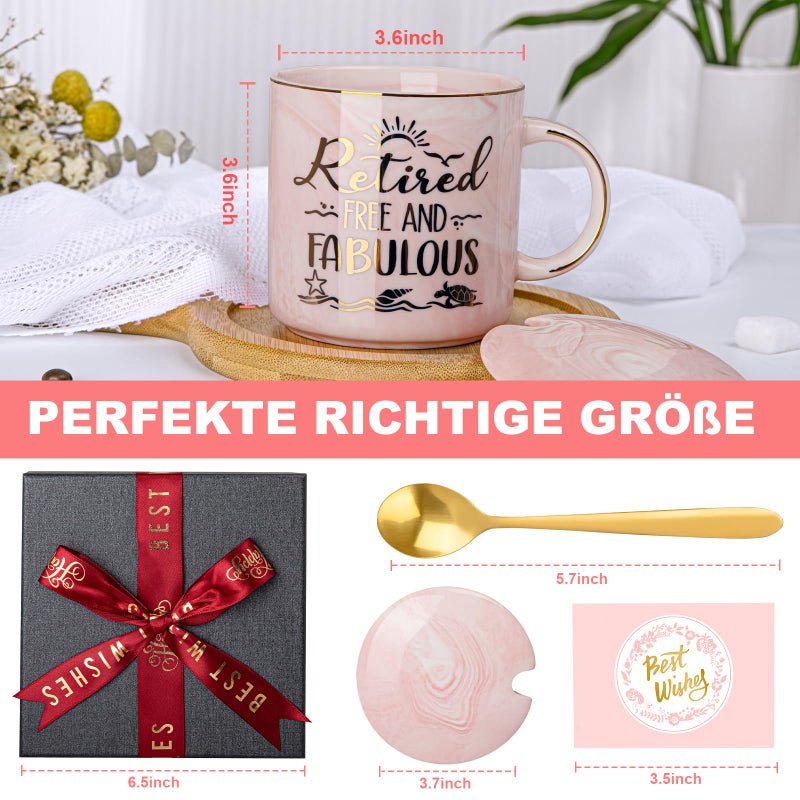 Biching Retirement Gift for Woman 2026 - Retirement Gifts for Women, Coworker Leaving, Farewell, Going Away, Goodbye Gifts, Retired Free And Fabulous -14oz Pink Marble Coffee Mug, Gift Box - Image 4