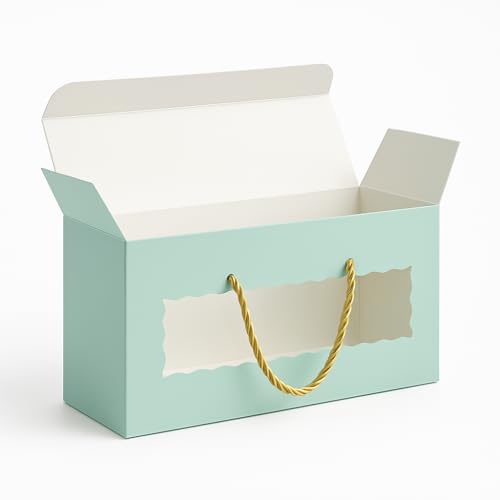 mudrit Hamper Gift Boxes with Twine Handle, Premium Packaging for Diwali, Party Favors, Weddings, Birthday, Festive Gifting, Size - 13.5 x 6 x 3.25 inches (Sea Green, Pack of 10) - Image 1