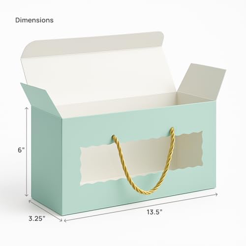 mudrit Hamper Gift Boxes with Twine Handle, Premium Packaging for Diwali, Party Favors, Weddings, Birthday, Festive Gifting, Size - 13.5 x 6 x 3.25 inches (Sea Green, Pack of 10) - Image 2