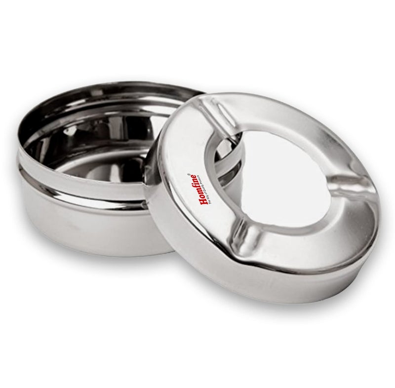 Homfine Ashtray with Lid Stainless Steel Ash Holder Tray for Cigarette Smoking for Car, Home, Office and Bar (Silver, 1Pc) - Image 3