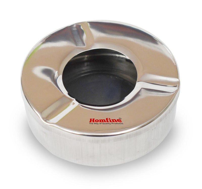 Homfine Ashtray with Lid Stainless Steel Ash Holder Tray for Cigarette Smoking for Car, Home, Office and Bar (Silver, 1Pc) - Image 1