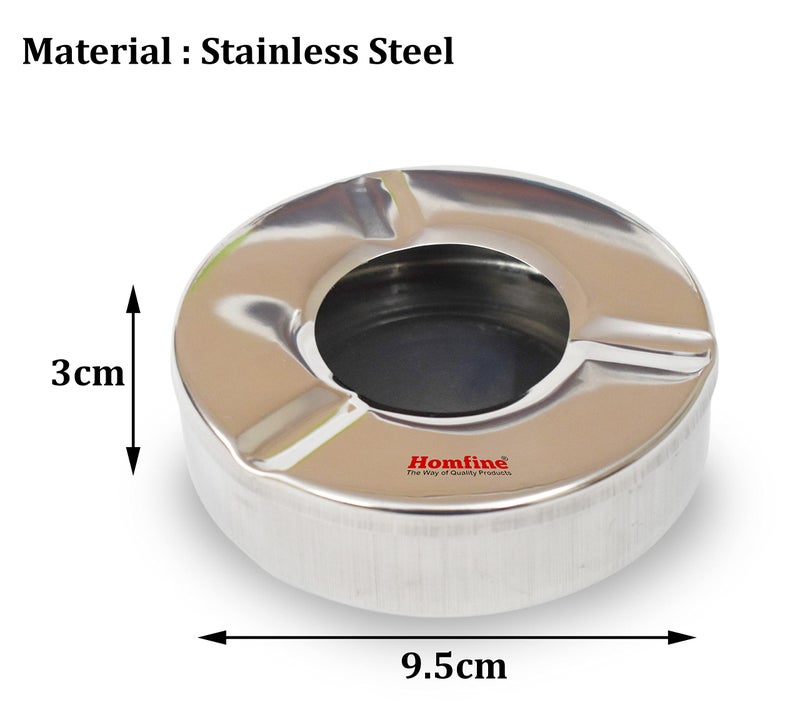 Homfine Ashtray with Lid Stainless Steel Ash Holder Tray for Cigarette Smoking for Car, Home, Office and Bar (Silver, 1Pc) - Image 2