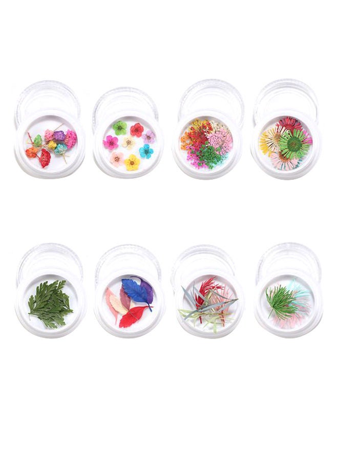 NIBEMINENT 8-Piece 3D Dried Flower Nail Art Sticker Set Multicolour - Image 1