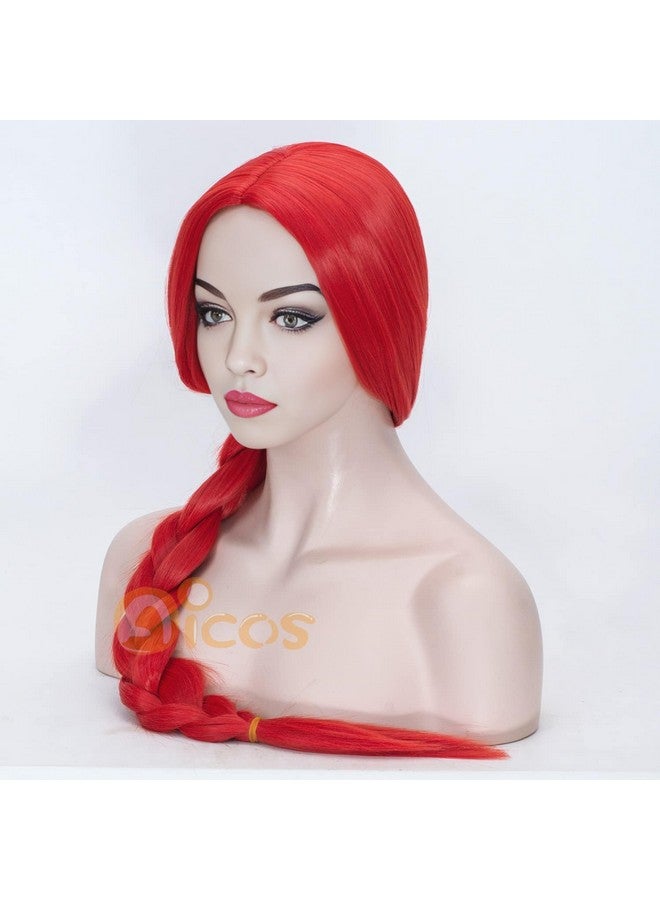 Aicos Icos Long Red Braid Costume Wig For Cowgirl 31 Inches Cosplay Wig For Women Halloween Party - Image 3