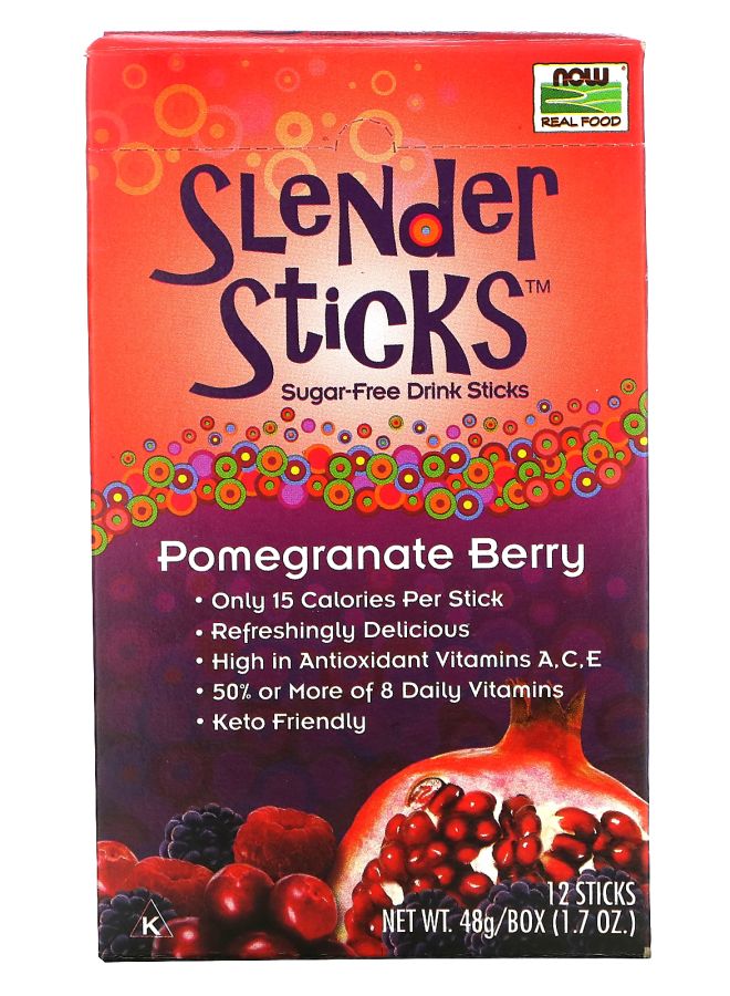 now Real Food Slender Sticks Pomegranate Berry 12 Sticks 0.14 oz (4 g) Each