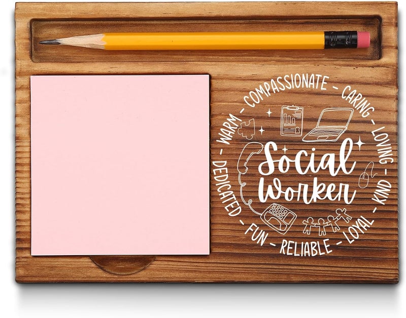 akeke Social Worker Appreciation Thank You Gifts, Social Worker Sticky Note Holder, Social Worker Office Desk Decor Self-Stick Note Pad Holders GAA22 - Image 1